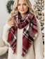 olcso Női sálak-unisex karácsonyi kockás sál - poliészter anyagból, puha és meleg, több színben télire, ünnepi partikra és mindennapi viseletre