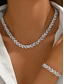 cheap Wedding Accessories-Women's Alloy Zircon Necklace and Bracelet Set – Elegant Gold and Silver Tone, Perfect for Special Occasions and Gift Giving