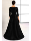 ieftine Rochii de seară în linie A-Linia -A Lungime Podea Rochii de seara Rochie De Bal Rochie formală Elegant Split de înaltă Mătăsos Manșon Lung Stil Nautic Nuntă Oficial Buzunar Satin cu Pliuri Buzunar
