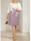 economico Set di abiti per la mamma-Due Pezzi Tubino Colonna Set di Abiti Lunghezza al ginocchio Abito da invitata a nozze Abito da cerimonia per signora Manica 3/4 Collo gioiello Elegante Ospite di nozze Chiesa Chiffon Raso Pizzo