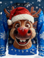 cheap Ugly Sweaters-Ugly Christmas Sweater Men&#039;s Elk Print Pullover Sweater Jumper Knitwear Crewneck Casual Vacation Daily Keep Warm Long Sleeve Spring Fall Winter Black Red Blue