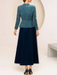 abordables Longueur du thé-Robe de fête colonne A-Line en deux pièces longueur cheville Robe cocktail Robe invitée de mariage Robe Maman de la mariée Longue à manches décolleté en V Élégante Vintage Fête formelle en laine avec