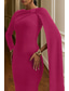 preiswerte Abendkleider-Schlauchkleid Bodenlange Schleppe Bodenlang Ballkleid mit Cape Abendkleid Festliche Kleidung Elegant Promi-Stil Langarm U-Boot-Ausschnitt Formell Stretch-Crêpe mit Schal