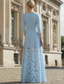voordelige A-Lijn Avondjurken-A-lijn Tot de grond Avondjurken Elegant Moeder van de bruid Casual / Overdag Bruiloft 3/4 mouw Boothals Bruiloft Formeel Stretch crêpe met Appliqués