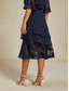 abordables Faldas de gasa-Mujer Elegante Casual Midi Media cintura Faldas Floral Encaje Volante Dobladillo irregular Microelástico Cita Casual Diario Azul Marino Primavera, Otoño, Invierno, Verano