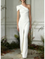 billiga Ballgowns för kvällsbruk-Jumpsuits Golvlång Kvälls klänningar Balklänning med överkjol Formell klädsel Elegant Sparkbyxor Ärmlös Enaxlad Bal Födelsedag Höstens bröllopsgäst Stretchtyg med Ren Färg