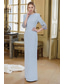 cheap Sheath Evening Dresses-Sheath / Column Floor Length Evening Gown Elegant Half Sleeve Crew Neck Wedding Formal with Beading