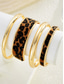 economico Bracciale da donna-braccialetti da donna in lega color oro con stampa leopardata – set da 4, elegante design con stampa animalier, perfetti per un abbigliamento casual e da sera
