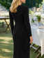 abordables Largo del piso-Vestido de longitud de columna A-Line vestido negro vestido de promoción vestido de fiesta vestido de madre de la novia manga larga escote cuadrado elegante vintage fiesta de algodón con cuentas y