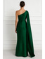 cheap Ball Gown Evening Dresses-Sheath Column Floor Length Ball Gown with Cape Evening Gown Elegant Celebrity Style Sleeveless One Shoulder Garden Party Wedding Satin with Pleats Appliques
