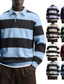 preiswerte Rugby-Polo für Herren-Herren Poloshirts Golfshirt Lässig Straße Revers Langarm Basic Modern Horizontale Streifen Knöpfe Frühling Herbst Normale Passform Blau Grau Weiß Rote Marineblau Purpur Poloshirts