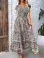 preiswerte Urlaubs Boho Kleid-Damen Maxidress Casual kleid Schaukelkleid A Linie Kleid Boho-Kleid Böhmen Ethnisch Brautkleider schlicht Täglich Regular Fit Paisley-Muster Kurzarm V Ausschnitt Blau Sommer Frühling