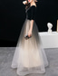 preiswerte Semi-formal / Cocktail-A-Linien-Abendkleid Elegantes Kleid Hochzeitsgast Prom Bodenlang Halbarm Juwelenausschnitt Tüll mit schickem