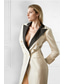 billiga Tuxedoklänningar-Dam Smokingklänning Slida Företag Kontor Formell Satäng Elegant Långärmad Middag Peak Lapel Dubbelknäppt