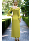 cheap Ankle Length-Sheath Column Ankle Length Wedding Guest Dress Formal Dresses Evening Gown Mother of the Bride Dress 3/4 Length Sleeve Shirt Collar Elegant Cocktail Formal Wedding Guest Stretch Crepe with Sequin