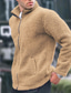 abordables Chaquetas y abrigos de hombre-Hombre Abrigo de invierno Abrigo de peluche Chaqueta casual Casual Diario Mantiene abrigado Bolsillo Full Zip Otoño Invierno Plano Ropa de calle Diario Cuello Mao Regular Azul Piscina Negro Azul