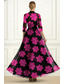 billiga A-linje kvällsklänningar-A-linje Golvlång Kvälls klänningar Formell klädsel Elegant Dagligen Semiformella klänningar 3/4 ärm Hög hals Trädgårdsfest Bröllop Organza Jacquard med Blomtryck