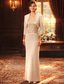 preiswerte Mamas Kleidersets-Schlauchkleid Bodenlang Kleid für Hochzeitsgäste Brautmutterkleid Ärmellos Gerader Ausschnitt Elegant Übergröße Hochzeitsgast Chiffon Satin Spitze Kurze Jackenkleider mit Schärpe / Band Applikationen