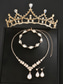 preiswerte Hochzeit ACC-Brautschmuckset mit Kristallen für Damen – 3-teiliges Diadem, tropfenförmige Halskette &amp;Armband im Prinzessinnenstil mit funkelnden Strasssteinen für Bräute &amp;Hochzeitszeremonien