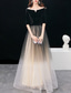 preiswerte Semi-formal / Cocktail-A-Linien-Abendkleid Elegantes Kleid Hochzeitsgast Prom Bodenlang Halbarm Juwelenausschnitt Tüll mit schickem