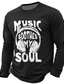 cheap Men's Funny T shirts-Men's Music T Shirt Long Sleeve T shirt 3D Print Crew Neck Shirt Daily Casual Daily Travel Party Blue Black Red Summer Spring Fall Clothing Apparel S M L XL XXL XXXL
