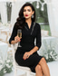abordables Longitud del té-Vestido de fiesta largo hasta la rodilla estilo Sheath Columna Vestido de fiesta Vestido de cóctel Vestido de la madre de la novia Manga tres cuartos Cuello en V Elegante vintage Fiesta formal con