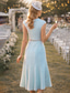 economico Set di abiti per la mamma-Due Pezzi Sirena Tromba Lunghezza al ginocchio Abito da invitata a nozze Abito da cerimonia per signora Senza Maniche Collo gioiello Elegante Ospite di nozze Ricevimento di matrimonio Chiesa Chiffon
