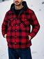 cheap Casual Jackets-Men's Winter Coat Shirt Jacket Fleece Jacket Casual Jacket Casual Daily Thermal Warm Pocket Fall Winter Plaid Streetwear Daily Hooded Regular Blue Black White Red Dark Green Jacket