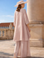 preiswerte Hosenanzüge für Mama-Overall Hosenanzug Dreiteilig Bodenlang Brautmutterkleid Ärmellos Rundausschnitt Elegant Übergröße Formell Hochzeitsgast Chiffon Spitze mit Applikationen