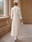 ieftine Costumele cu pantaloni ale mamei-Pantaloni Costum de 3 bucăți Lungime Podea Rochie Mama Miresei Lungime Manșon 3/4 Scoateți gâtul Elegant Oficial Invitat la nunta Dantelă Țesătură întinsă Șal Inclus cu Aplică