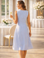 abordables Ensembles de robes pour maman-Deux Pièces Ligne A Mi-long Robe d'invité de mariage Robe de Mère de Mariée  Sans manches Col Rond Élégant robe demoiselle d honneur Fête de mariage Chiffon Dentelle Robes avec Veste avec Plis