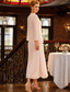 cheap Mom's Dress Sets-Two Piece Sheath Column Tea Length Wedding Guest Dress Mother of the Bride Dress Sleeveless Jewel Neck Elegant Plus Size Wedding Guest Formal Evening Chiffon Wrap Included with Sash / Ribbon Pleats