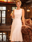 cheap Mom's Dress Sets-Two Piece Sheath Column Tea Length Wedding Guest Dress Mother of the Bride Dress Sleeveless Jewel Neck Elegant Plus Size Wedding Guest Formal Evening Chiffon Wrap Included with Sash / Ribbon Pleats