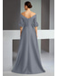 billiga Ballgowns för kvällsbruk-A-linje Åtsmitande Golvlång Pärlbroderad Formell klädsel Klänning för brudens mor Kvälls klänningar Elegant Hög split 3/4 ärm Över axeln Bröllop Formell Satäng med Blomtryck Slits Applikationsbroderi