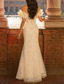 billige Havfrue Kveldsdrakter-Havfrue Trumpet Gulvlengde Formelle Kjoler Kveldsdrakt Quinceanera-kjoler Elegant Fest Uten Ermer Av Skuldre Kveldsfest Bryllup med Broderte Blomster