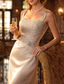 preiswerte Mamas Kleidersets-Schlauchkleid Bodenlang Kleid für Hochzeitsgäste Brautmutterkleid Ärmellos Gerader Ausschnitt Elegant Übergröße Hochzeitsgast Chiffon Satin Spitze Kurze Jackenkleider mit Schärpe / Band Applikationen