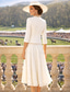 abordables Ensembles de robes pour maman-Deux Pièces Fourreau Colonne Mi-long Robe d'invité de mariage Robe de Mère de Mariée  Manche 3/4 Bijoux Élégant robe demoiselle d honneur Église Chiffon Satin Dentelle Robes Courtes avec Veste avec
