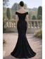 preiswerte Meerjungfrau Abendkleider-Meerjungfrauenschnitt Bodenlang Abendkleid Ballkleid Festliche Kleidung Elegant seidig Kurzarm Schulterfrei Hochzeit Formell Tasche Satin mit Gestickte Blume
