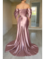 cheap Ball Gown Evening Dresses-Mermaid Trumpet Court Train Evening Gown Ball Gown with Overskirt Formal Dress Elegant Celebrity Style Silky Sleeveless Sweetheart Garden Party Wedding Satin with Pleats Ruched Slit