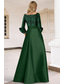 baratos Vestidos de Festa em A-Linha A Longo Vestidos de noite Elegante Floral Mãe da noiva Manga 3/4 Decote V Festa de Jardim Casamento Cetim Renda com Pregas