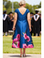 preiswerte Knöchellänge-A-Linie Knöchellänge Partykleid Cocktailkleid Kleid für Hochzeitsgäste Brautmutterkleid Kurzarm Bateau-Ausschnitt Elegant Formell Hochzeitsgast Satin mit Blume