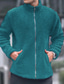 abordables Chaquetas y abrigos de hombre-Hombre Abrigo de invierno Abrigo de peluche Chaqueta casual Casual Diario Mantiene abrigado Bolsillo Full Zip Otoño Invierno Plano Ropa de calle Diario Cuello Mao Regular Azul Piscina Negro Azul