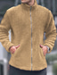 abordables Chaquetas y abrigos de hombre-Hombre Abrigo de invierno Abrigo de peluche Chaqueta casual Casual Diario Mantiene abrigado Bolsillo Full Zip Otoño Invierno Plano Ropa de calle Diario Cuello Mao Regular Azul Piscina Negro Azul