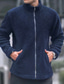 abordables Chaquetas y abrigos de hombre-Hombre Abrigo de invierno Abrigo de peluche Chaqueta casual Casual Diario Mantiene abrigado Bolsillo Full Zip Otoño Invierno Plano Ropa de calle Diario Cuello Mao Regular Azul Piscina Negro Azul