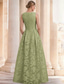 preiswerte A-Linie Abendkleider-A-Linie Bodenlang Abendkleid Ballkleid Festliche Kleidung Elegant Hoher Schlitz Ärmellos V Ausschnitt Hochzeit Formell Tasche Jacquard mit Tasche