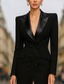 cheap Tuxedo Dresses-Women's Tuxedo Dress Sheath Column Wedding Formal Wedding Guest Satin 4-Way Stretch Fabric Elegant Tuxedo Glittering Long Sleeve Floor Length Peak Double Breasted