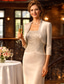 preiswerte Mamas Kleidersets-Schlauchkleid Bodenlang Kleid für Hochzeitsgäste Brautmutterkleid Ärmellos Gerader Ausschnitt Elegant Übergröße Hochzeitsgast Chiffon Satin Spitze Kurze Jackenkleider mit Schärpe / Band Applikationen