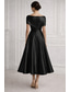 preiswerte Cocktailkleider-A-Linie Knöchellänge Cocktailkleider Elegant Kurzarm Hoher Ausschnitt Hochzeit Formell Rosa Kleid Satin mit Tasche