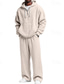 billiga grundläggande sweatsuits-Herr Huvtröja Träningsoverall Våffla hoodies Huvtröja &amp; byxor Uppsättning Luvtröja Dagligen Utomhus Semester Dagliga kläder Snörning Halv dragkedja Slät Vinrött Svart Vit Sportkläder Sport Mode Höst