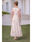 abordables Longueur de cheville-Ligne A Robe Longueur au sol Longueur cheville Broderie perlée Robe de Soirée Robe de Cocktail Robe de Mère de Mariée  Manche Courte Col en V Élégant ancien Formel Dentelle Tulle avec Perlage Volants